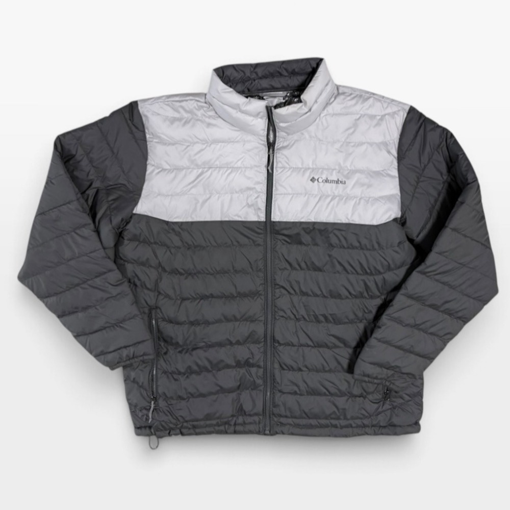 Columbia Puffer Jacket Mens 2XL Omni-Heat Quilted Colorblock Gray